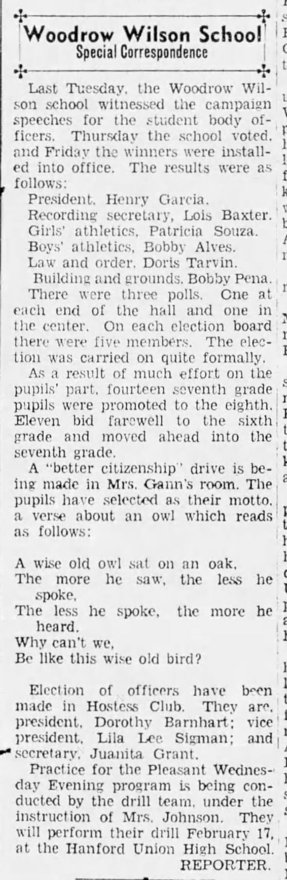 Clipping from Hanford Morning Journal